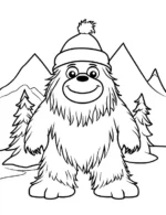 Smiling Yeti in Winter Wonderland Christmas Coloring Page By Mindset Flow