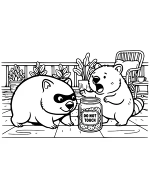 Sneaky Wombat Cookie Jar Coloring Page By Mindset Flow