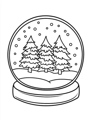 Snow Globe with Christmas Trees Coloring Page By Mindset Flow