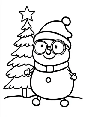 Snowman Christmas Tree Festive Coloring Page By Mindset Flow