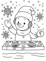 Snowman DJ in Winter Wonderland Coloring Page by Mindset Flow