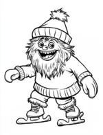 Snowman Ice Skating In Winter Sweater Christmas Coloring Page By Mindset Flow