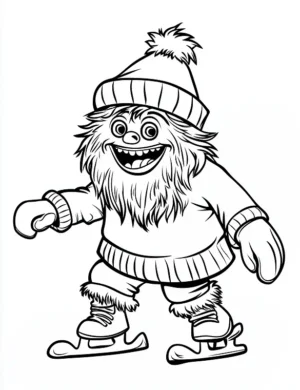 Snowman Ice Skating In Winter Sweater Christmas Coloring Page By Mindset Flow