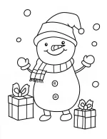 Snowman With Gifts Holiday Christmas Coloring Page By Mindset Flow
