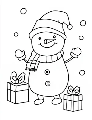 Snowman With Gifts Holiday Christmas Coloring Page By Mindset Flow