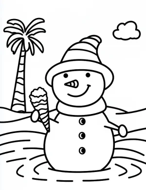Snowman With Ice Cream Cone Winter Christmas Holiday Coloring Page By Mindset Flow