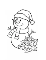 Snowman With Poinsettia Holiday Coloring Page By Mindset Flow