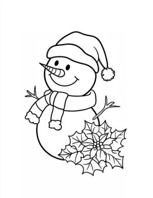 Snowman With Poinsettia Holiday Coloring Page By Mindset Flow