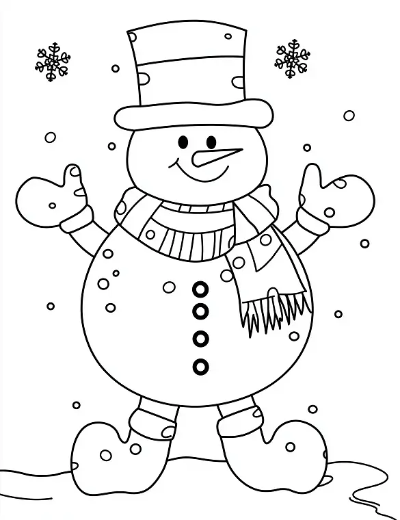 Snowman With Scarf Christmas Coloring Page By Mindset Flow