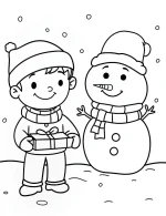 Snowman and Boy Fun Christmas Coloring Page By Mindset Flow