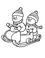 Snowman and Friend Riding Snowmobile Coloring Page by Mindset Flow