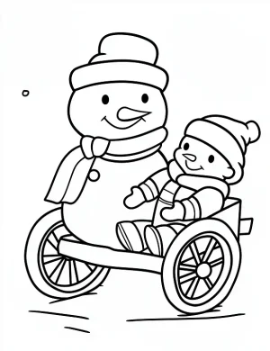 Snowman and Kid Christmas Coloring Page Printable Fun By Mindset Flow