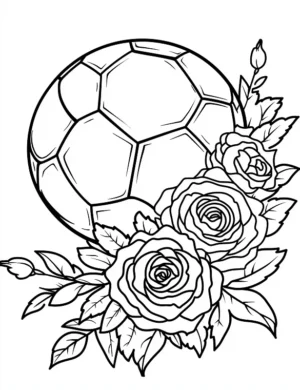 Soccer Ball With Roses Adult Flower Coloring Page By Mindset Flow
