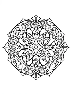 Soothing Meditative Mandalas Mandala With Flowing Shapes Coloring Page by Mindset Flow