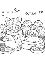 Spa Day For A Bunny And Chick Easter Coloring Page By Mindset Flow