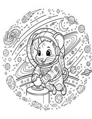 Space Explorer Mouse in Astronaut Suit Coloring Page by Mindset Flow