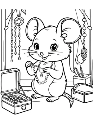 Sparkling Mouse Jewelry Coloring Page by Mindset Flow