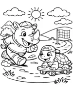 Speedy Racing Rhino Coloring Page By Mindset Flow