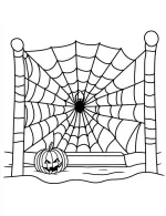 Spider Web with Pumpkin and Spider Halloween Coloring Page by Mindset Flow