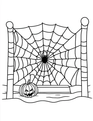 Spider Web with Pumpkin and Spider Halloween Coloring Page by Mindset Flow