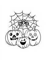 Spider and Web with Pumpkins Halloween Coloring Page by Mindset Flow