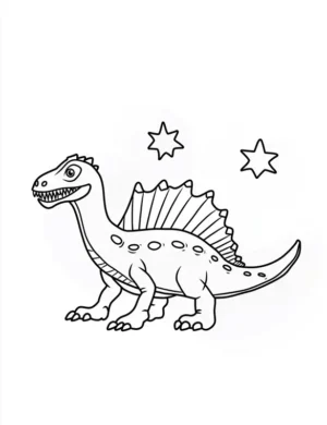 Spinosaurus Under the Stars for Kids Coloring Page