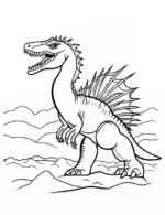 Spinosaurus in Jurassic Landscape Coloring Page