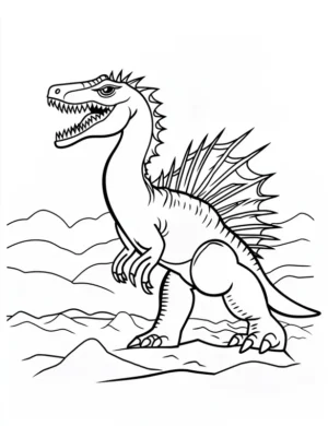 Spinosaurus in Jurassic Landscape Coloring Page