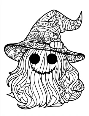 Spooky Ghost Witch Halloween Mandala Coloring Page by Mindset Flow