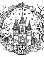 Spooky Haunted House Halloween Coloring Page by Mindset Flow