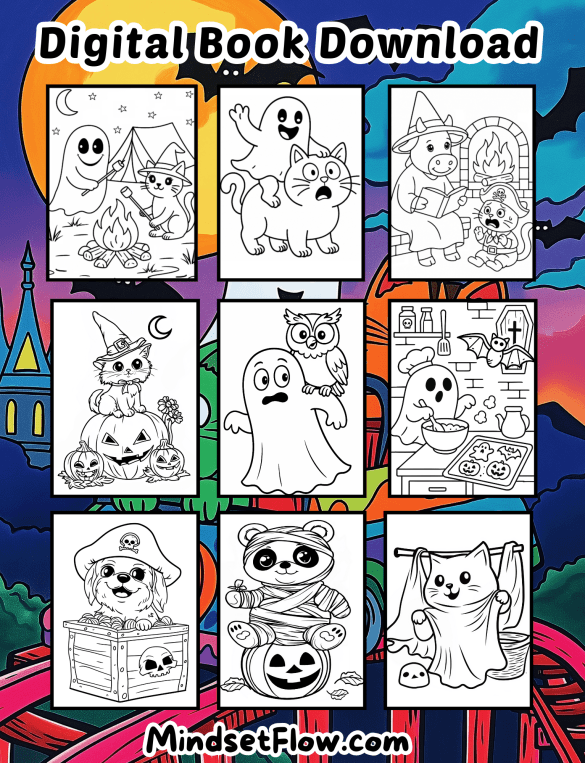 Spooky Hugs Halloween Coloring Book Digital Version by Mindset Flow Preview 1