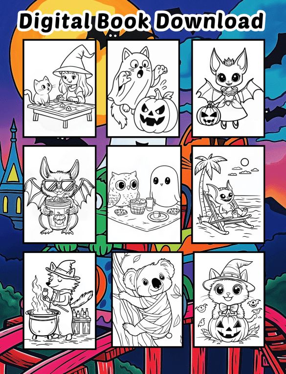 Spooky Hugs Halloween Coloring Book Digital Version by Mindset Flow Preview 2