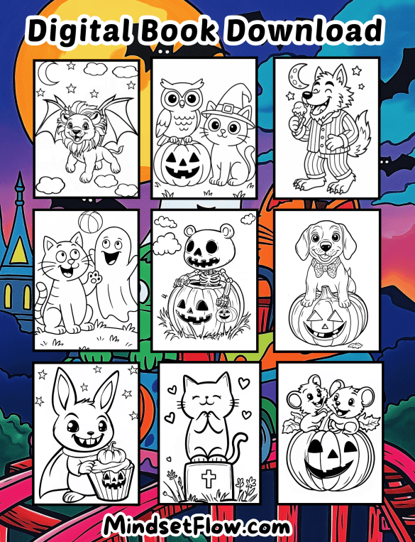 Spooky Hugs Halloween Coloring Book Digital Version by Mindset Flow Preview 3
