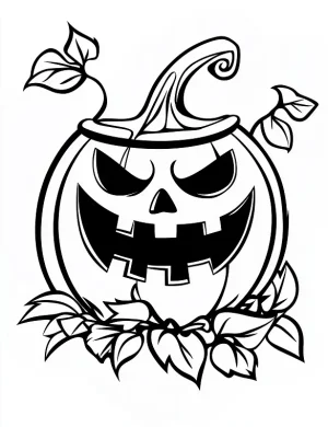 Spooky Jack-O'-Lantern Pumpkin Halloween Coloring Page by Mindset Flow