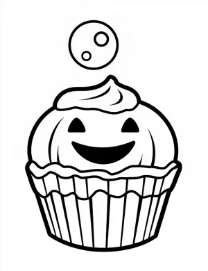 Spooky Pumpkin Cupcake Halloween Coloring Page by Mindset Flow