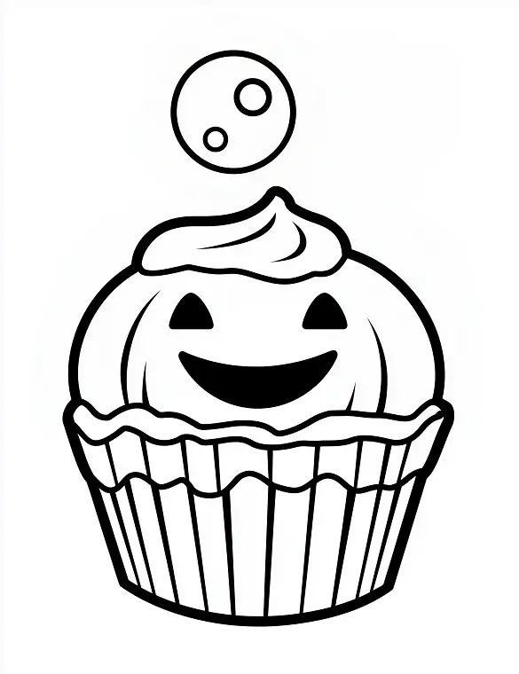 Spooky Pumpkin Cupcake Halloween Coloring Page by Mindset Flow