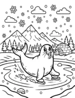 Sporty Skating Seal Coloring Page By Mindset Flow