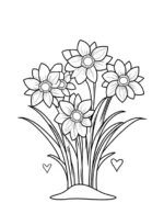 Spring Blooming Flower Bouquet in Grass Coloring Page