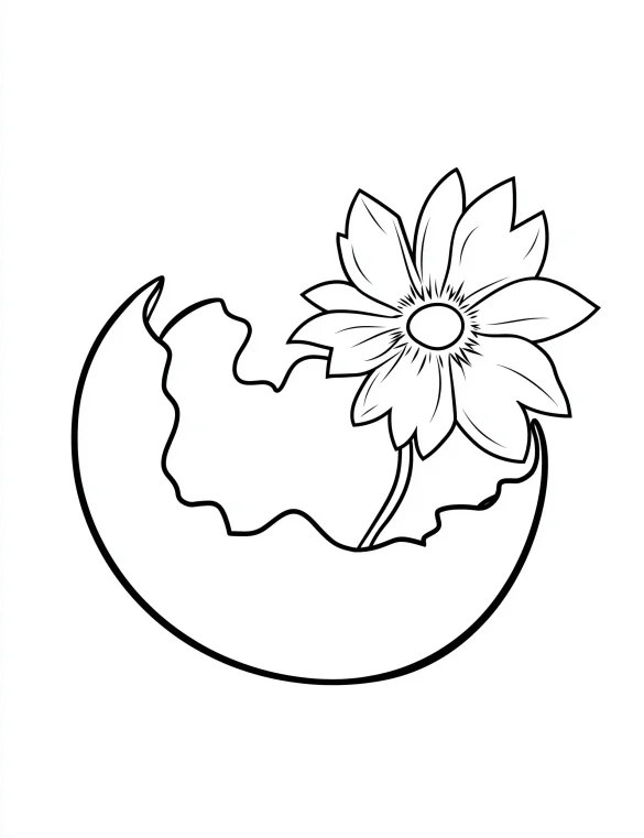 Spring Flower Growing from Cracked Egg Coloring Page