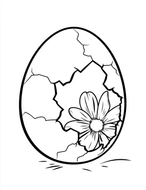 Spring Flower Inside Cracked Egg Shell Coloring Page