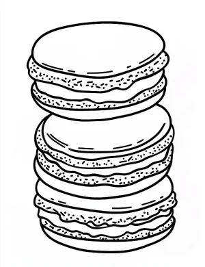 Stacked Macarons with Cream Filling Coloring Page by Mindset Flow