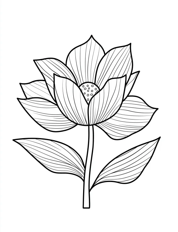 Striped Petal Tulip Flower Coloring Page