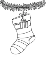 Striped Stocking With Gift Christmas Coloring Page by Mindset Flow