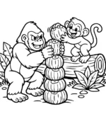 Strong Gorilla Fruit Stacking Coloring Page By Mindset Flow