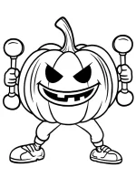 Strong Pumpkin Lifting Dumbbells Halloween Coloring Page by Mindset Flow