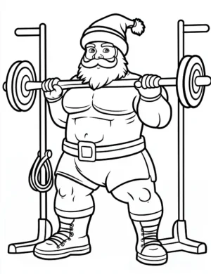 Strong Santa Lifting Weights Christmas Coloring Page By Mindset Flow
