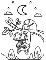 Studious Fox Reading Upside Down on Tree Coloring Page By Mindset Flow