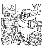 Studious Library Bear Coloring Page By Mindset Flow