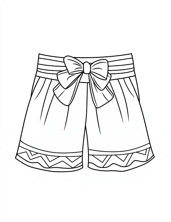 Stylish Bow Shorts With Patterns Summer Clothes Coloring Page By Mindset Flow