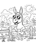 Stylish Donkey with Sunglasses Coloring Page by Mindset Flow